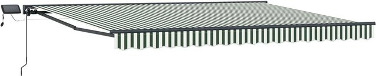 Manuelle Markise mit LED-Beleuchtung von vidaXL in Schwarz/Weiß, B: 5 m, T: 3,5 m - Bild 1