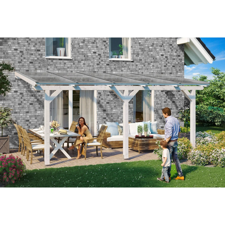 Skan Holz Terrassenüberdachung Bormio aus Leimholz in Weiß, Breite: 541 cm, Tiefe: 350 cm - Bild 2