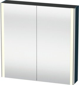 Duravit XSquare Spiegelschrank in Blau s-matt mit 2 Türen, LED-Beleuchtung, Sensor-Schalter und Steckdose, B/H/T: 80 x 80 x 15,5 cm - Bild 1