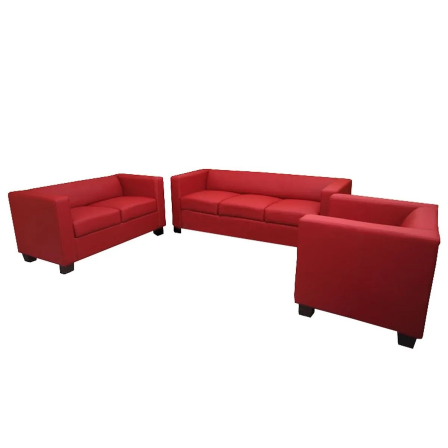 MCW 3-2-1 Sofagarnitur Lille aus Leder in Rot im Lounge-Stil - Bild 3