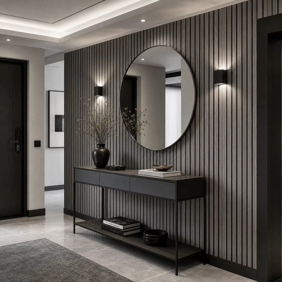 Selbstklebende PVC-Tapete von Luck Amy in Schwarz-Grau mit Holzmaserung-Imitation im orientalischen Stil, wasserdicht zur Wanddekoration - Bild 3