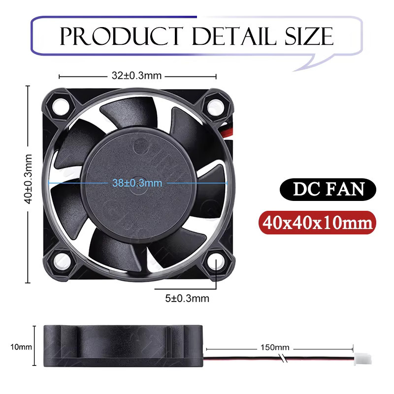 Gdstime 4010 Mini-PC-Gehäuselüfter Schwarz B/T/H: 4 x 4 x 1 cm Dual-Kugel- und Hülsenkühlerlüfter für 3D-Drucker und PC-Kühlung - Bild 5