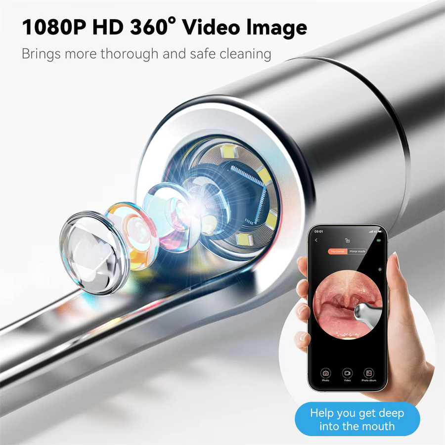 SUNUO Visueller Mandelsteinreiniger mit Kamera und Licht, USB-aufladbar - Bild 2