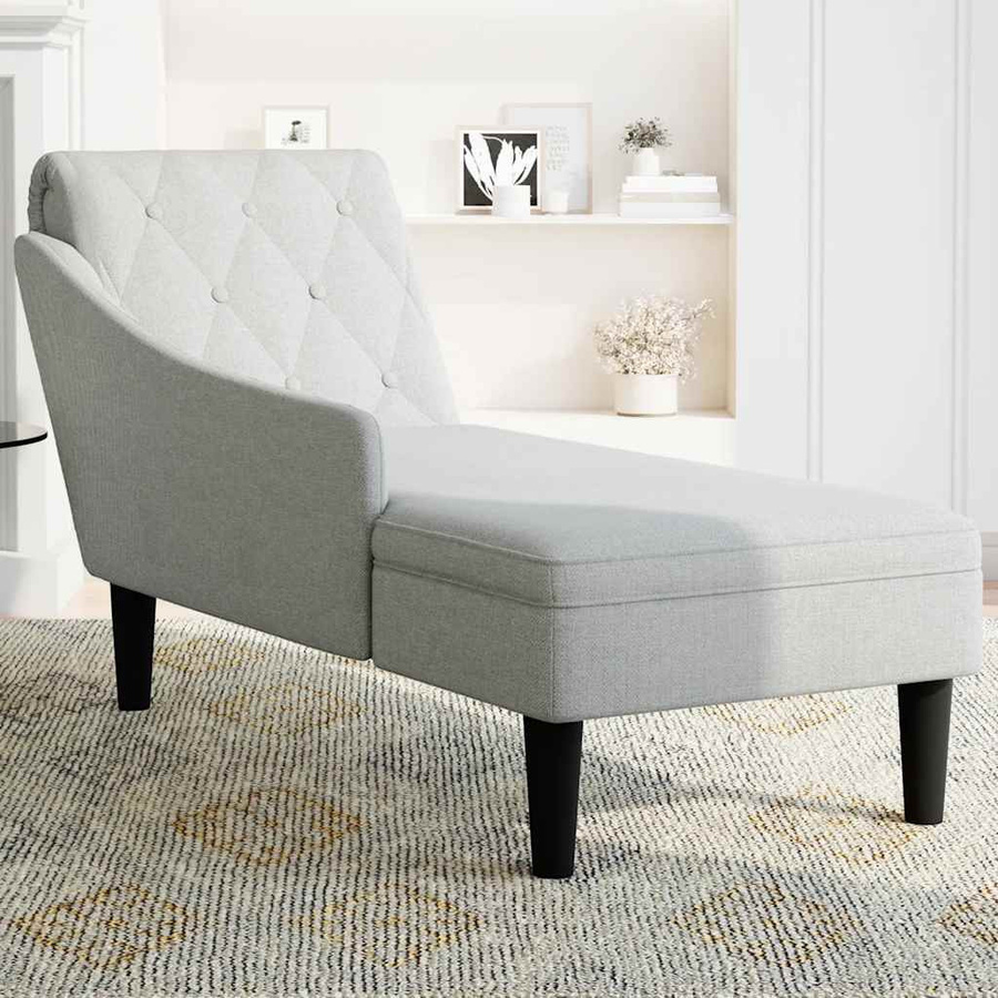 vidaXL Chaiselongue mit Kissen und rechter Armlehne in Wolkengrau aus Stoff, B/T/H: 145 x 56 x 70 cm - Bild 2