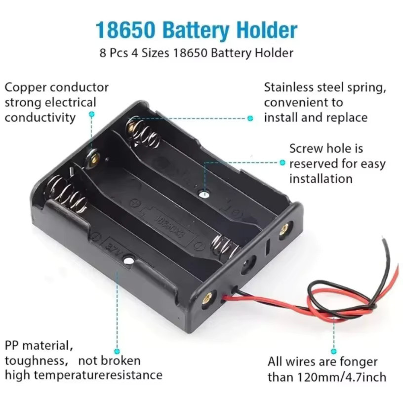 DIYCell Batterie-Aufbewahrungskoffer für 3 Stück 18650-Batterien mit EIN/AUS-Schalter in Schwarz - Bild 5