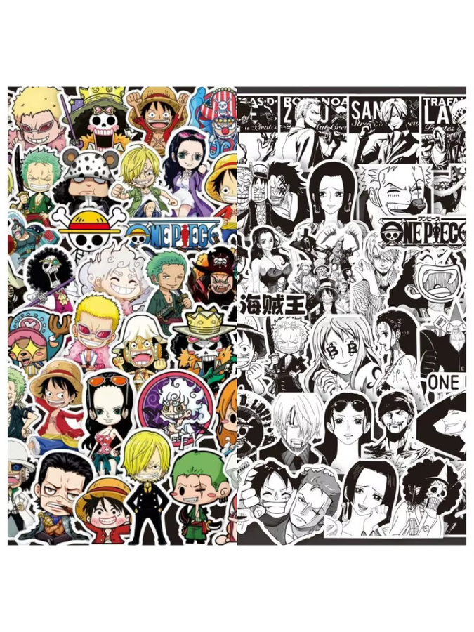 Bandai One Piece Luffy Anime Sticker Set in Schwarz-Weiß und Multicolour für Notizbuch, Skateboard und Fahrrad (80 Stück) - Bild 3