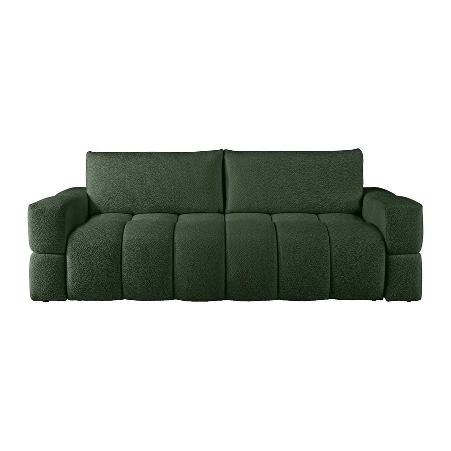 Vente-unique Schlafsofa Issoro in Grün mit Bouclé-Stoff, Breite: 252 cm - Bild 2