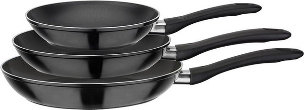 GSW Pfannen-Set Nova 3-teilig Schwarz Durchmesser: 20 cm, 24 cm, 28 cm