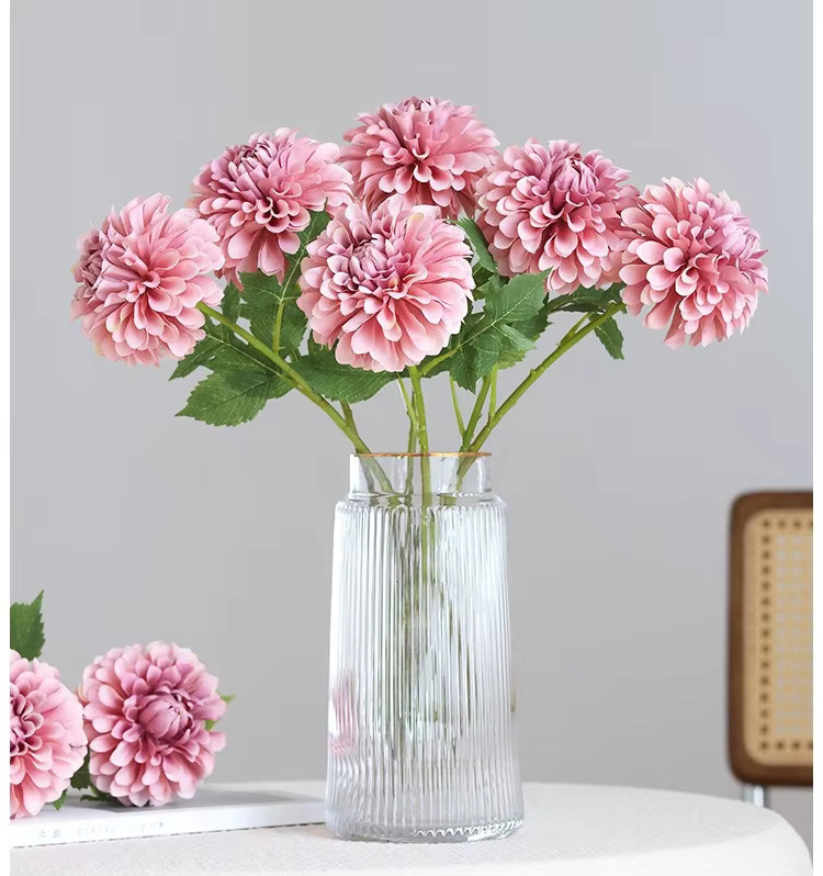 10 Stück Künstliche Seidenblumen Dahlie von Anlincong in Gelb und Pink für deine Dekoration - Bild 1