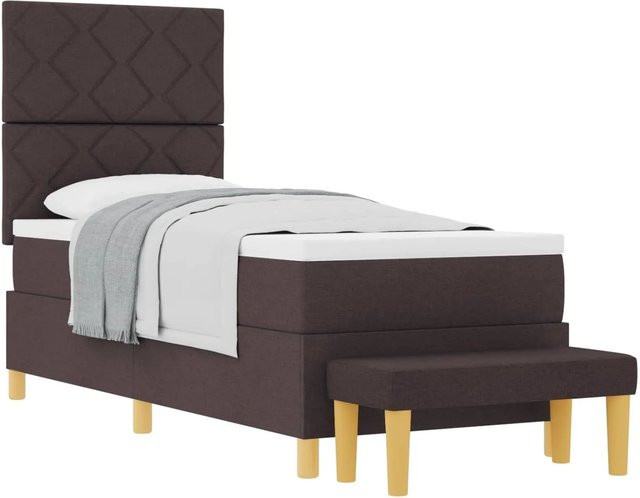 vidaXL Boxspringbett mit Matratze in Dunkelbraun, modernes Design aus Stoff und Holz, B/T/H: 200 x 80 x 128 cm - Bild 1