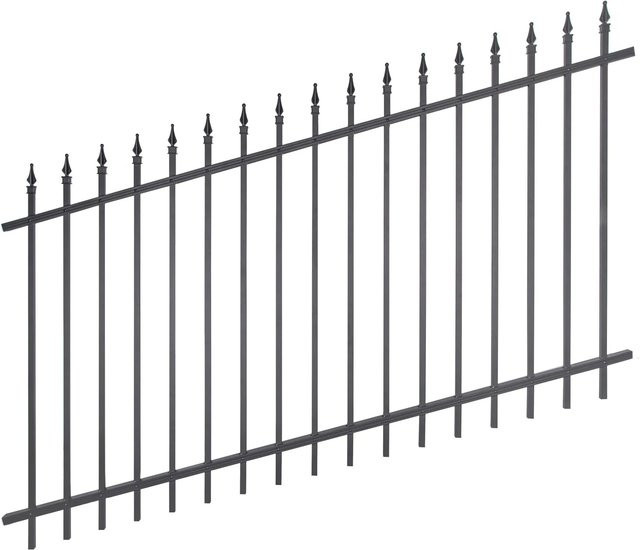 Zaunfeld Chaussee aus Aluminium in Schwarz Matt, verstellbar, Breite: 200 cm, Höhe: 100 cm, Tiefe: 38 cm - Bild 1