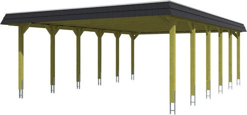 SKANHOLZ Carport Spessart mit EPDM Flachdach in Nussbaum Braun, B/T: 585 x 893 cm, Höhe: 250 cm