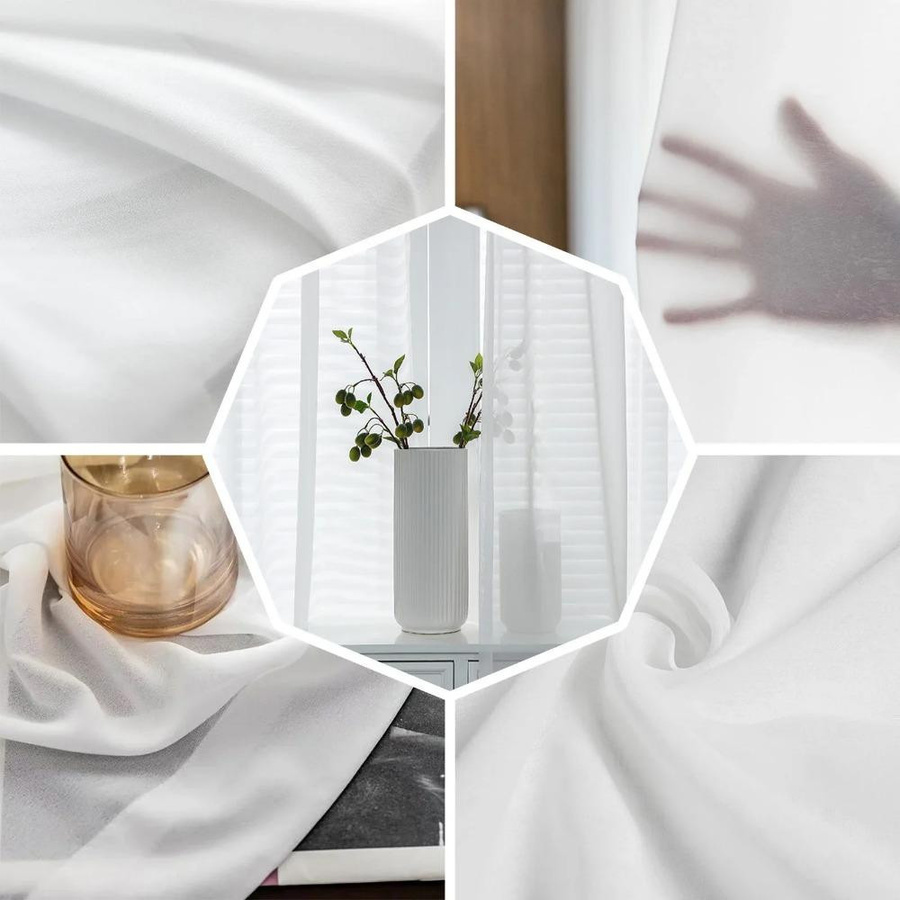 Yiran Furniture Transparentes Tüll-Fenstervorhang im chinesischen Stil mit Ösen, Breite: 135 cm, Höhe: 115 cm - Bild 1