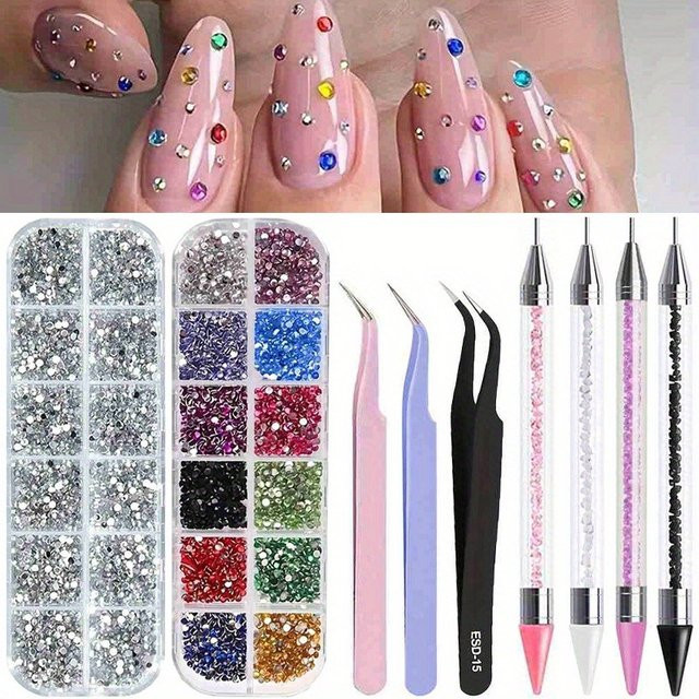 FUMOSIK Nageldekoration Acryl Strass 3D Kristall, Schwarz, Glänzend - Bild 1