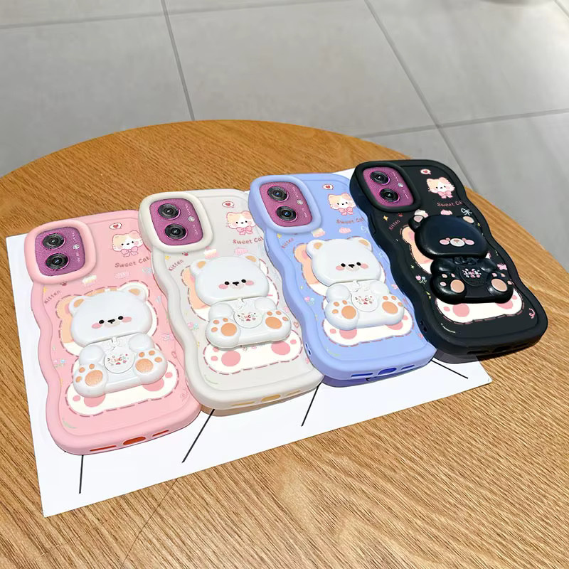 Silikon Handyhülle mit Wellenform und süßem Katzenmotiv für Motorola G71S G64 G60 G82 G54 Power G56 G86 G84 G53 G75 G45 G40 in Lila - Bild 2