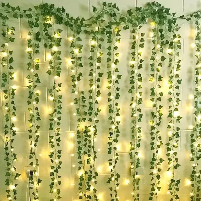 OKAL RED EAST USB Ahornblatt-Lichterkette mit grünen Blättern und 8 Lichtmodi für Innen- und Außenbereiche - Bild 1