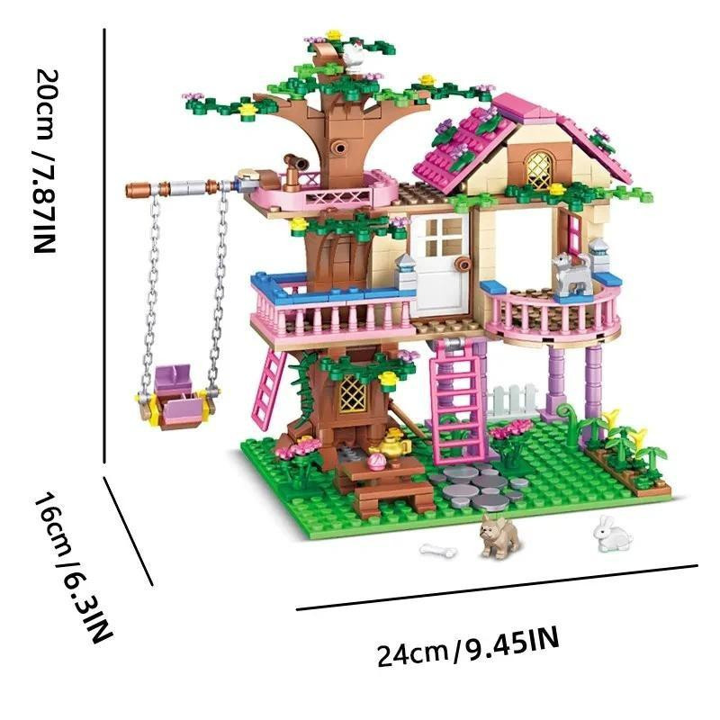 Yiran toy Friends Stadt Baumhaus Sommerurlaub Villa Schloss Bausteine Set 504 Teile - Bild 3