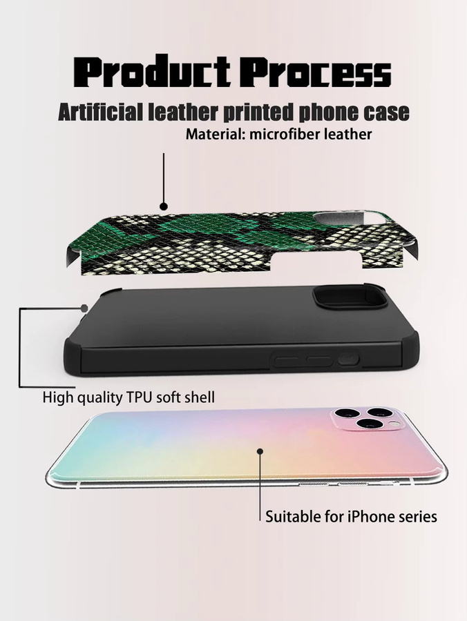 Handyhülle mit Schlangenmuster und Texturaufdruck in Grün für iPhone 17 16 15 14 13 12 11 - Bild 4