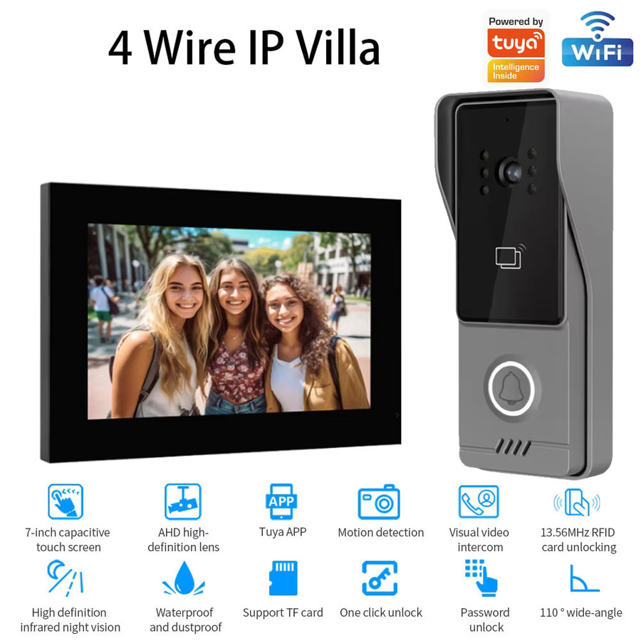 LUCKING DOOR Smart Video-Türklingel mit 1080P Video-Gegensprechanlage, WLAN, Touchscreen und 2-Wege-Audio, kompatibel mit der TUYA App zur Entriegelung - Bild 3