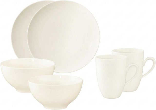 Seltmann Weiden Frühstücks-Set Savona Fine Diamond aus Porzellan, 6er Set, Beige und Weiß - Bild 1