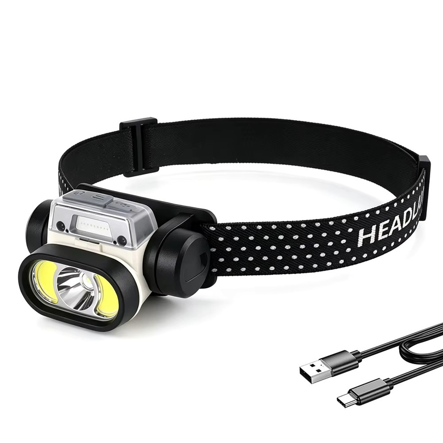 BORUiT Bewegungssensor-Stirnlampe mit 400LM, 5 Modi, Typ-C wiederaufladbar und Rotlicht, Farbe: Schwarz/Rot - Bild 6