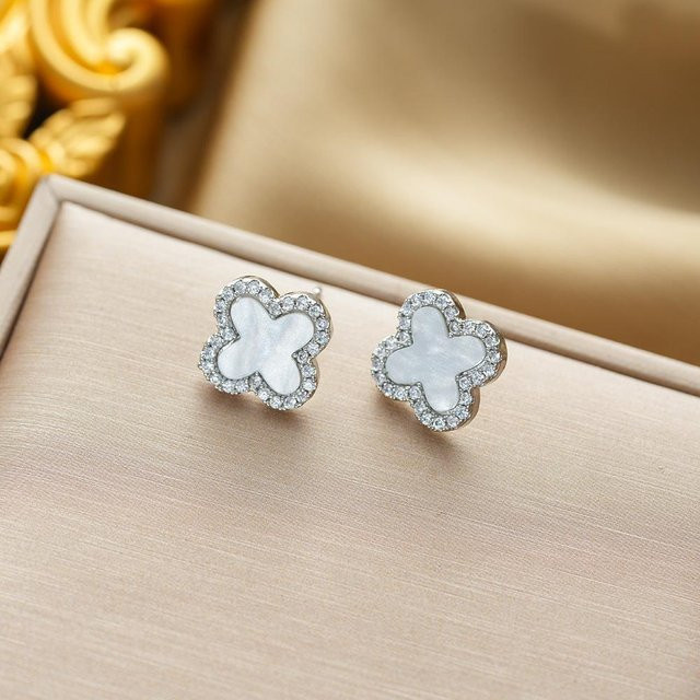 Wucifang Jewelry Ohrringe, Glücksklee-Krokodil, Zirkonia, beige, Damen - Bild 1