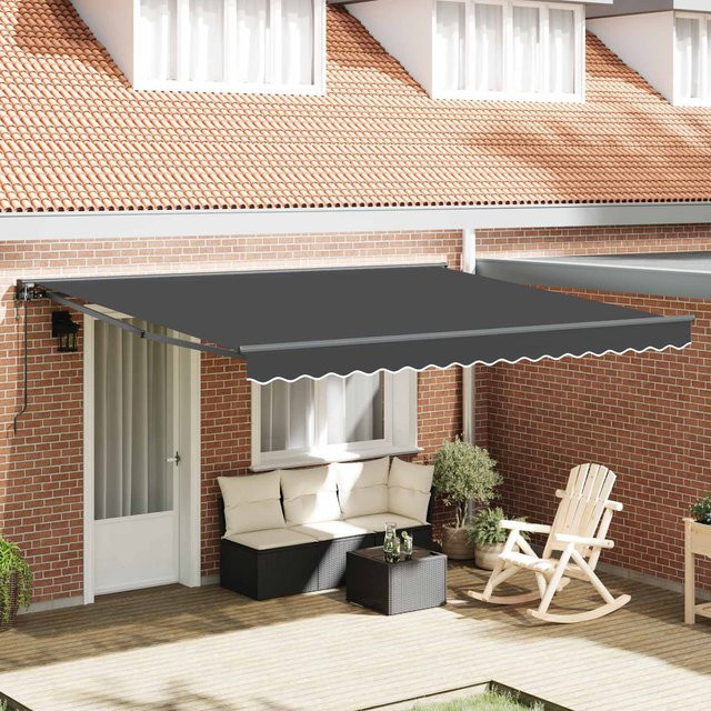 vidaXL Einziehbare Markise Anthrazit mit Fernbedienung aus Polyester und Metall, B/H: 400 x 300 cm - Bild 3