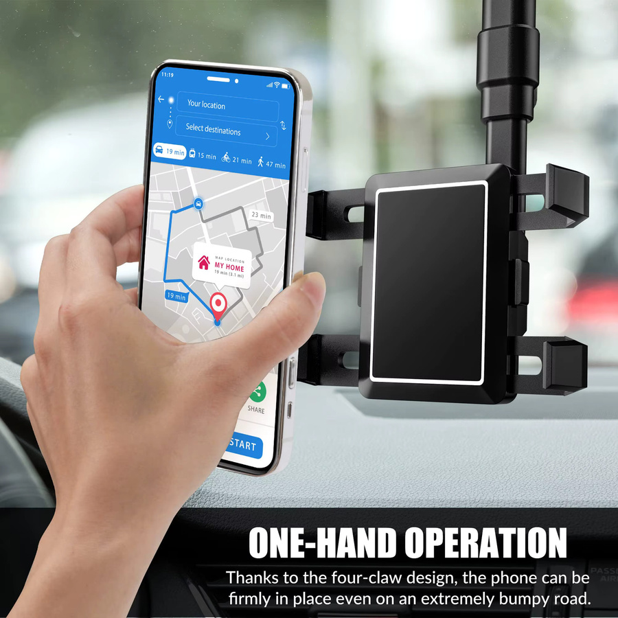 Universeller Rückspiegel-Telefonhalter für dein Auto, drehbar und einziehbar, Farbe: Schwarz - Bild 6
