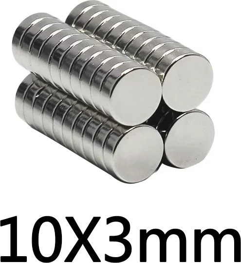 10 starke runde Magnete in Silber, Durchmesser: 10 mm, Höhe: 3 mm, für Kühlschrank, Büro und DIY-Projekte - Bild 1