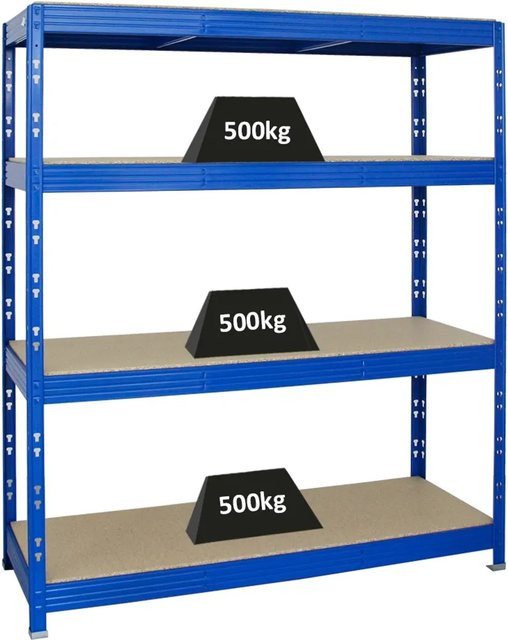 PROREGAL Profi Schwerlastregal Rhino mit 4 verstellbaren Spanplatten-Ebenen, Blau, H x B x T: 180 x 160 x 60 cm - Bild 1