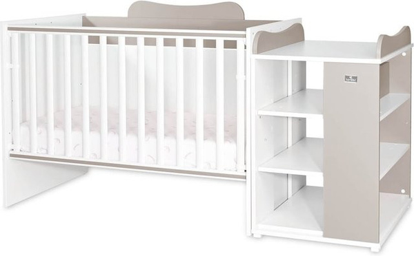 Lorelli Babybett Multi in Beige – Mehrfach umbaubares Kinderhausbett als Babybett, Jugendbett, Schreibtisch oder Wickeltisch mit Drop-Side