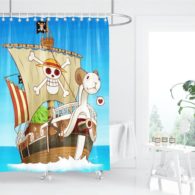 One Piece Anime Duschvorhang aus Polyester, Mehrfarbig, B x H: 120 x 200 cm - Bild 1