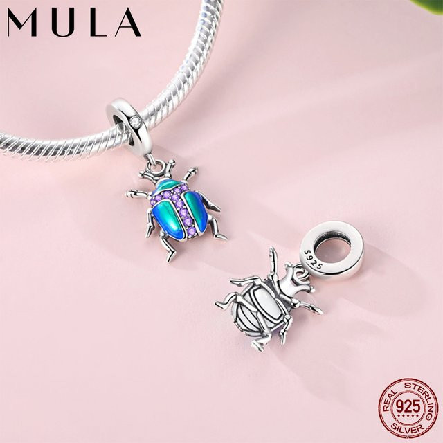 Mula Anhänger bunter Käfer, 925 Silber vergoldet, Unisex - Bild 1