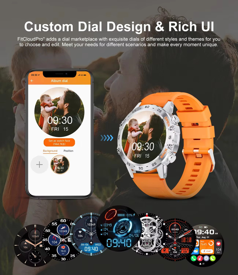 LIGE Smartwatch, 1,39 Zoll, Schwarz, Silikon, Herren - Bild 4