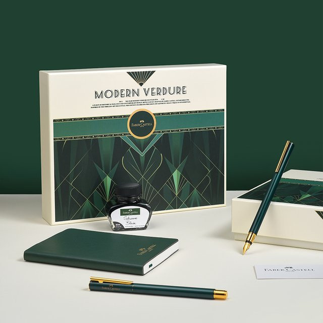 Faber-Castell Neo Slim Füllfederhalter-Geschenkset Modern Verdure in Grün und Weiß - Bild 1
