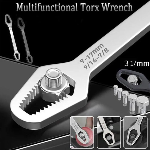 OMAIJIA Universal-Torx-Schraubenschlüssel mit verstellbarem Doppelkopf in Weiß, Dicke: 3,0 mm - Bild 1