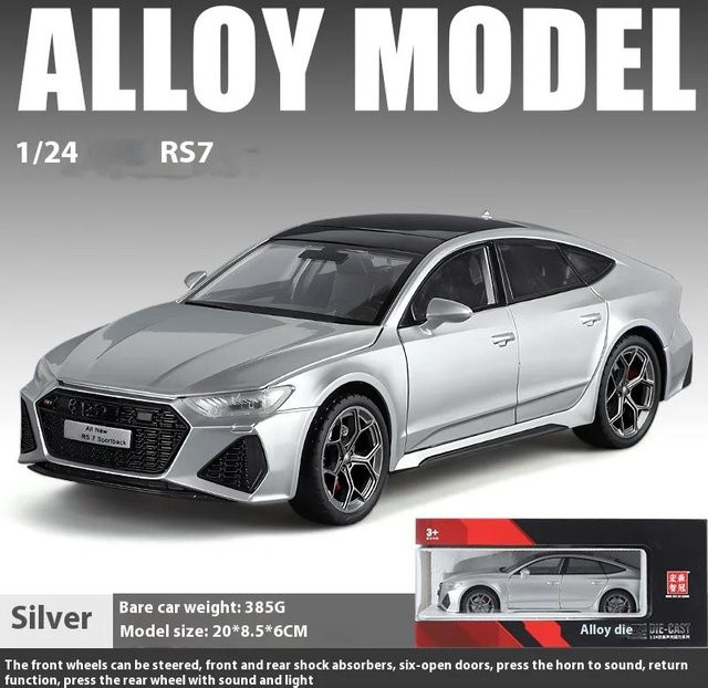Fourall- Model Cars RS7 Sportback Modellauto, Maßstab 1:24, silber, mit Licht und Sound - Bild 1