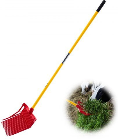 VEVOR Mistgabel mit 18 angewinkelten Zinken, Mistgabel mit langem Fiberglasstiel in Rot, 155 cm Mistgabel für Stall, Garten und Landwirtschaft - Bild 1