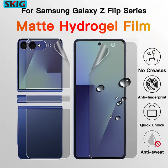 Matte Hydrogel-Displayschutzfolie aus weichem TPU für Samsung Galaxy Z Flip 7, 6, 5, 4 und 3, Innen- und Außenseite, Transparent - Bild 1