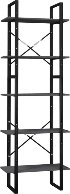 vidaXL Bücherregal im Industrial Design aus Kiefernholz und Metall, Grau, B/T/H: 60 x 30 x 105 cm - Bild 1
