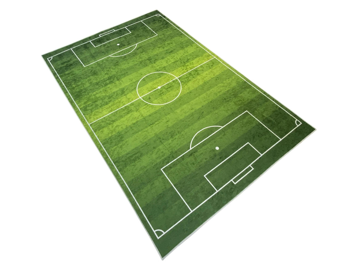 Fußball-Sportteppich BC-Warm Home in Grün, rutschfeste Bodenmatte im Fußballfeld-Design für Wohnzimmer und Kinderzimmer, Breite: 120 cm, Tiefe: 80 cm - Bild 2