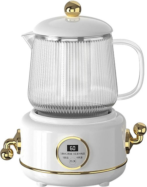 TOMTOP JMS Health Pot Multifunktionaler Mini Elektrischer Teekocher und Wasserkocher aus Edelstahl und Glas in Weiß - Bild 1