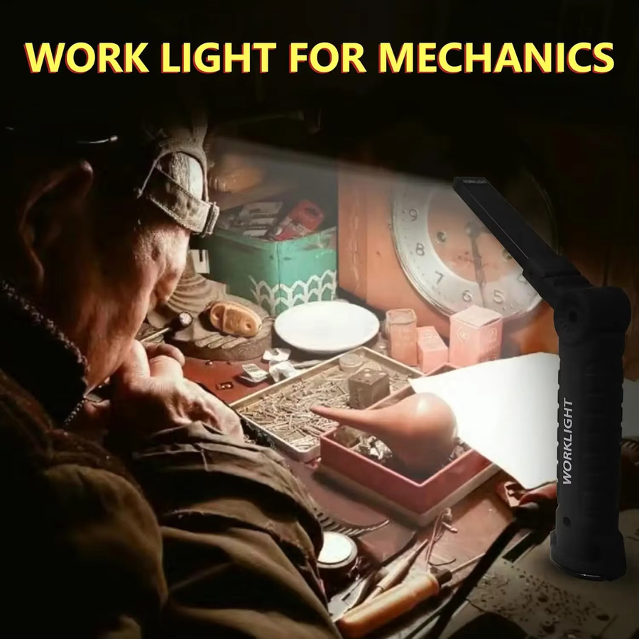 XIWANGFIRE Multifunktionale USB-Arbeitsleuchte mit COB-LED, magnetische Taschenlampe in Schwarz für Inspektionen und Notfälle - Bild 4