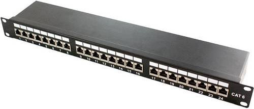 LogiLink NP0061 24 Port Patch-Panel CAT 6a Schwarz, 1 HE, 483 mm - Bild 1