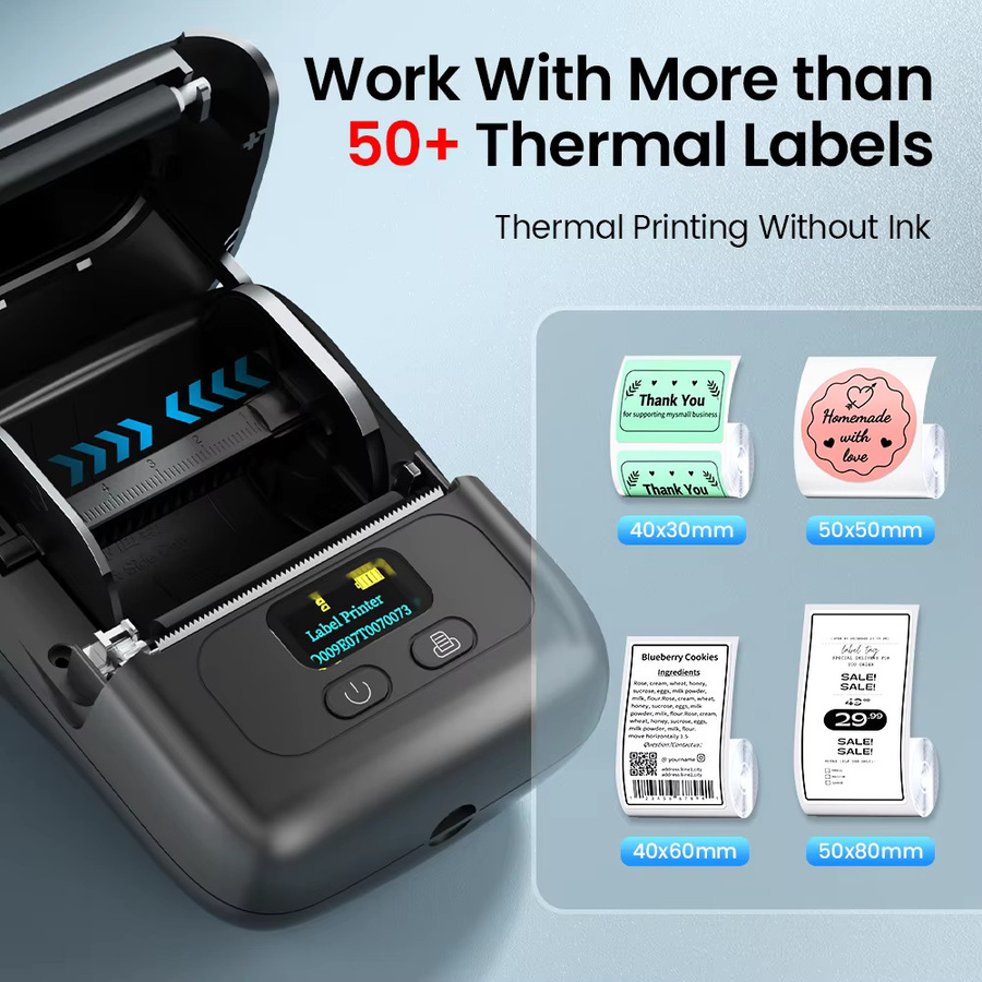 Phomemo M110 Tragbarer Bluetooth-Thermoetikettendrucker in Schwarz für Adress-, Versand-, Barcode-, Schmuck- und Bekleidungslabel - Bild 5