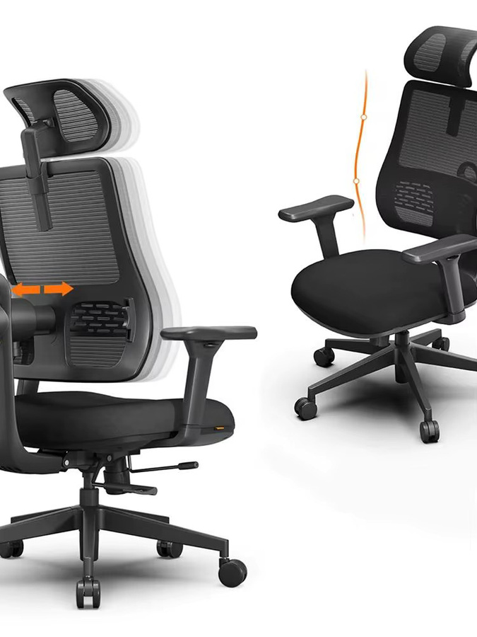 NEWTRAL MAGICH003 Ergonomischer Bürostuhl in Schwarz und Grau mit verstellbarer Kopfstütze, adaptiver Rückenstütze und verstellbarer Sitztiefe - Bild 7