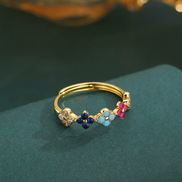Ring Blütenblatt, 925 Silber, Bunt, Damen - Bild 1
