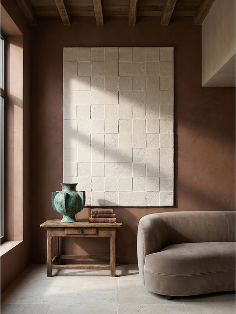 Wollteppich Kadima Design kariert in Elfenbein mit High-Low-Effekt, Breite: 200 cm, Tiefe: 290 cm - Bild 1