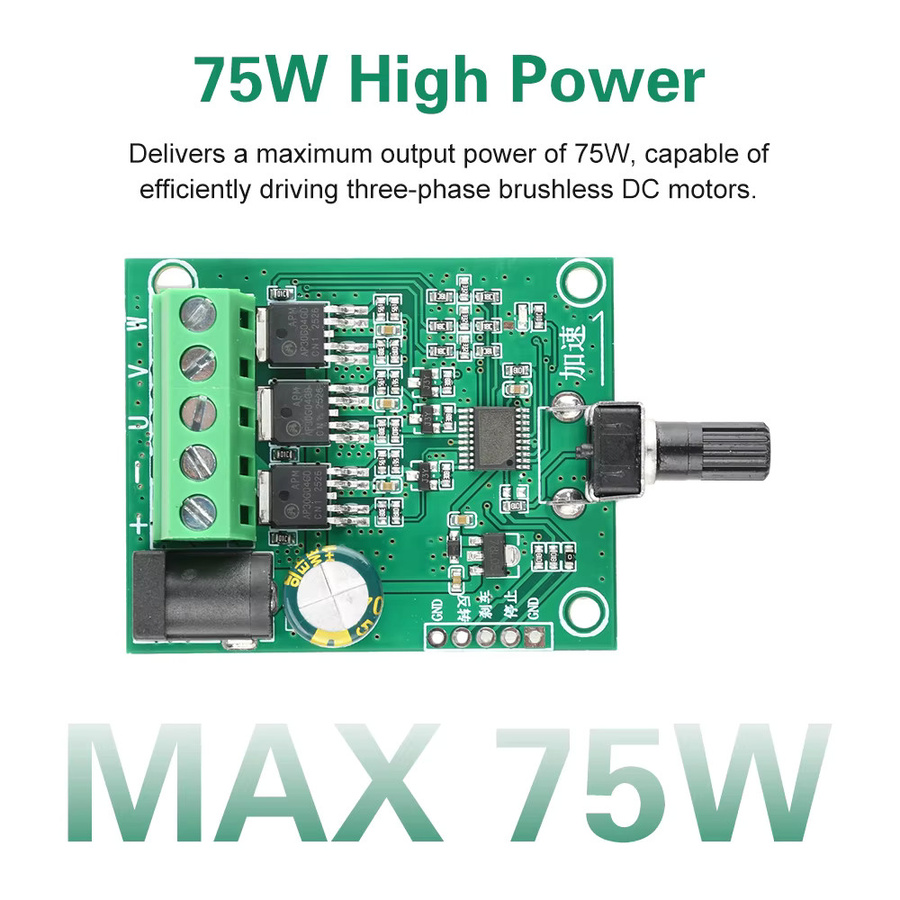 Aideepen Bürstenloser Motortreiber Aideepen DC 5–24 V 75 W PWM-Geschwindigkeitsregler ESC Elektronik-Kit in Grün - Bild 2