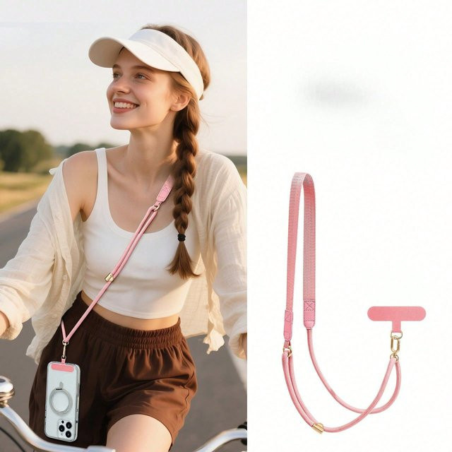 XYNN Handy Lanyard Crossbody Verstellbares Halsseil als Anti-Diebstahl Sling in Pink Bunt - Bild 1